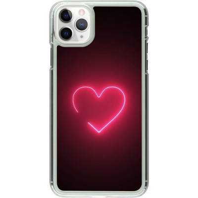 Coque iPhone 11 Pro Max - Plastique transparent Valentine 2023 single neon heart