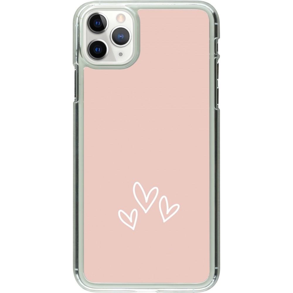 Coque iPhone 11 Pro Max - Plastique transparent Valentine 2023 three minimalist hearts