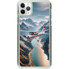 Coque iPhone 11 Pro Max - Plastique transparent Vol Alpin Suisse