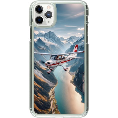 Coque iPhone 11 Pro Max - Plastique transparent Vol Alpin Suisse