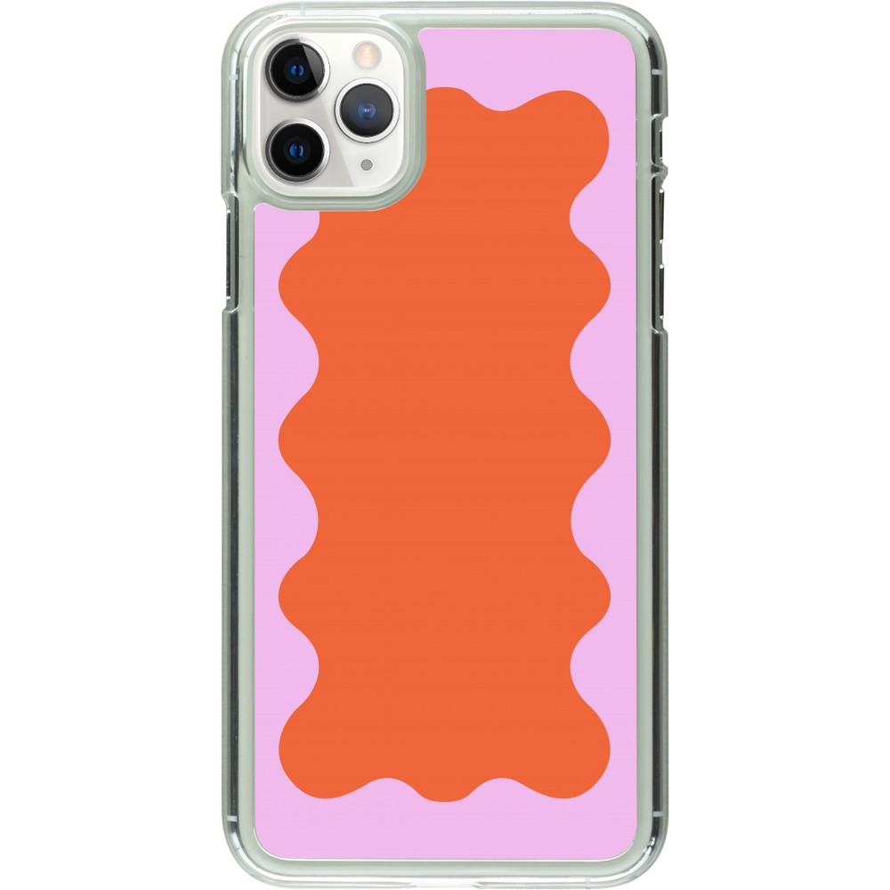 Coque iPhone 11 Pro Max - Plastique transparent Wavy Rectangle Orange Pink