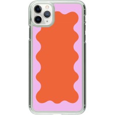 Coque iPhone 11 Pro Max - Plastique transparent Wavy Rectangle Orange Pink