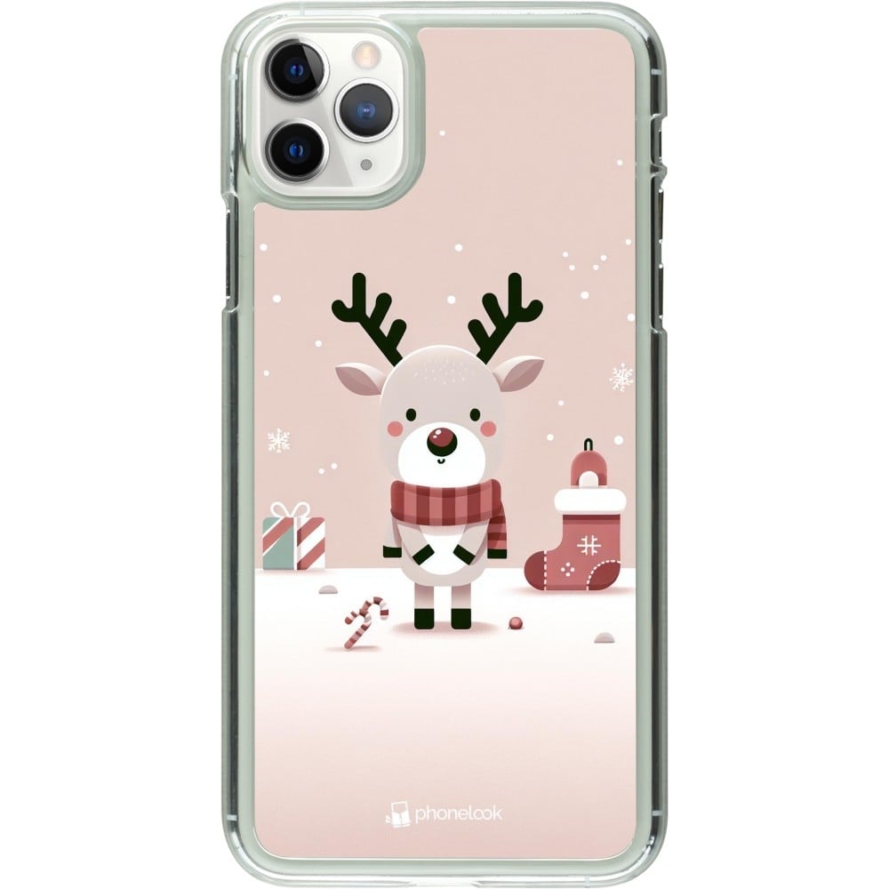 Coque iPhone 11 Pro Max - Plastique transparent Noël 2023 Choupinette Renne