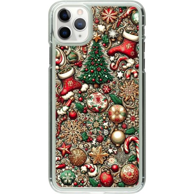 Coque iPhone 11 Pro Max - Plastique transparent Noël 2023 micro pattern