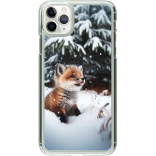 Coque iPhone 11 Pro Max - Plastique transparent Noël 2023 Renardeau sapin