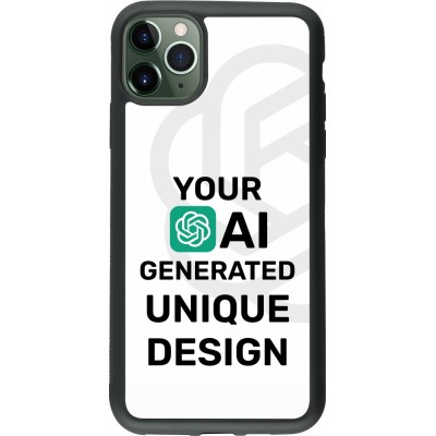 Coque iPhone 11 Pro Max - Silicone rigide noir 100% unique générée par intelligence artificielle (AI) avec vos idées