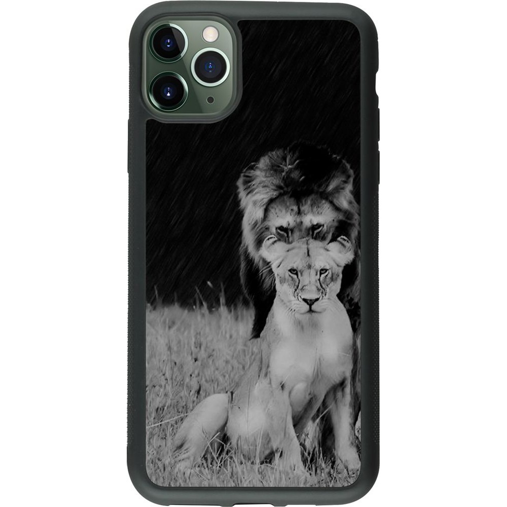 Coque iPhone 11 Pro Max - Silicone rigide noir Angry lions