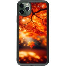 Coque iPhone 11 Pro Max - Silicone rigide noir Automne Magique Orange