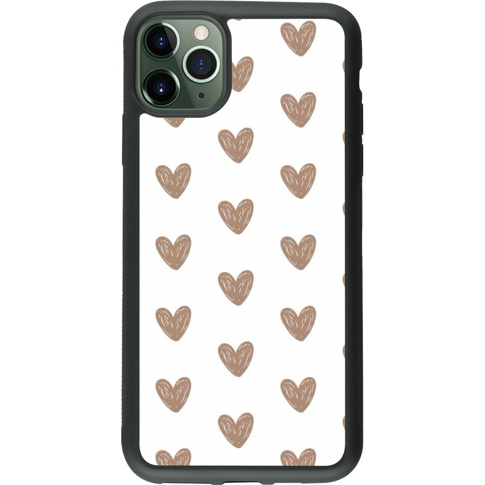 Coque iPhone 11 Pro Max - Silicone rigide noir Autumn 2024 brown hearts