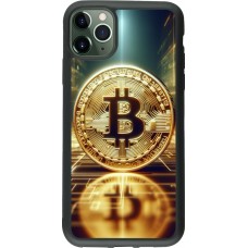 Coque iPhone 11 Pro Max - Silicone rigide noir Bitcoin Standing