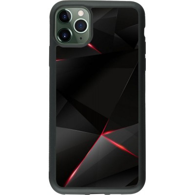 Coque iPhone 11 Pro Max - Silicone rigide noir Black Red Lines