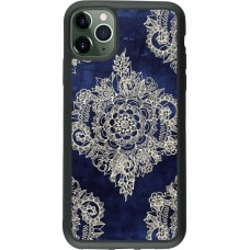 Coque iPhone 11 Pro Max - Silicone rigide noir Cream Flower Moroccan