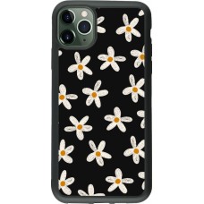 Coque iPhone 11 Pro Max - Silicone rigide noir Easter 2024 white on black flower