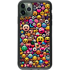 Coque iPhone 11 Pro Max - Silicone rigide noir Emoji Mix Color