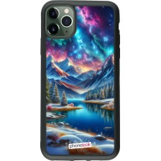 Coque iPhone 11 Pro Max - Silicone rigide noir Fantasy Mountain Lake Sky Stars