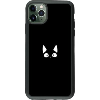 Coque iPhone 11 Pro Max - Silicone rigide noir Funny cat on black