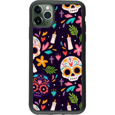 Coque iPhone 11 Pro Max - Silicone rigide noir Halloween 2023 mexican style