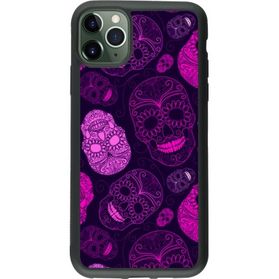 Coque iPhone 11 Pro Max - Silicone rigide noir Halloween 2023 pink skulls