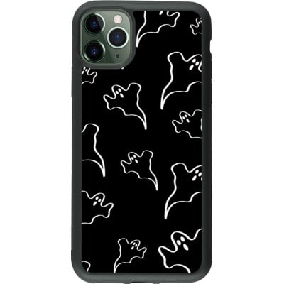 Coque iPhone 11 Pro Max - Silicone rigide noir Halloween 2024 black and white ghosts