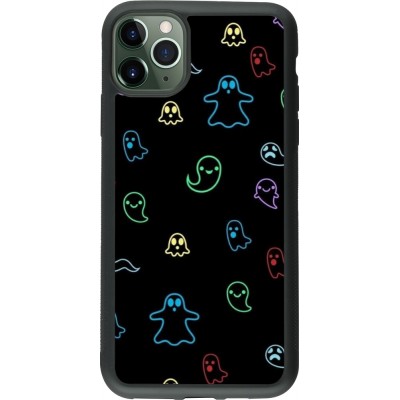 Coque iPhone 11 Pro Max - Silicone rigide noir Halloween 2024 colorful ghosts