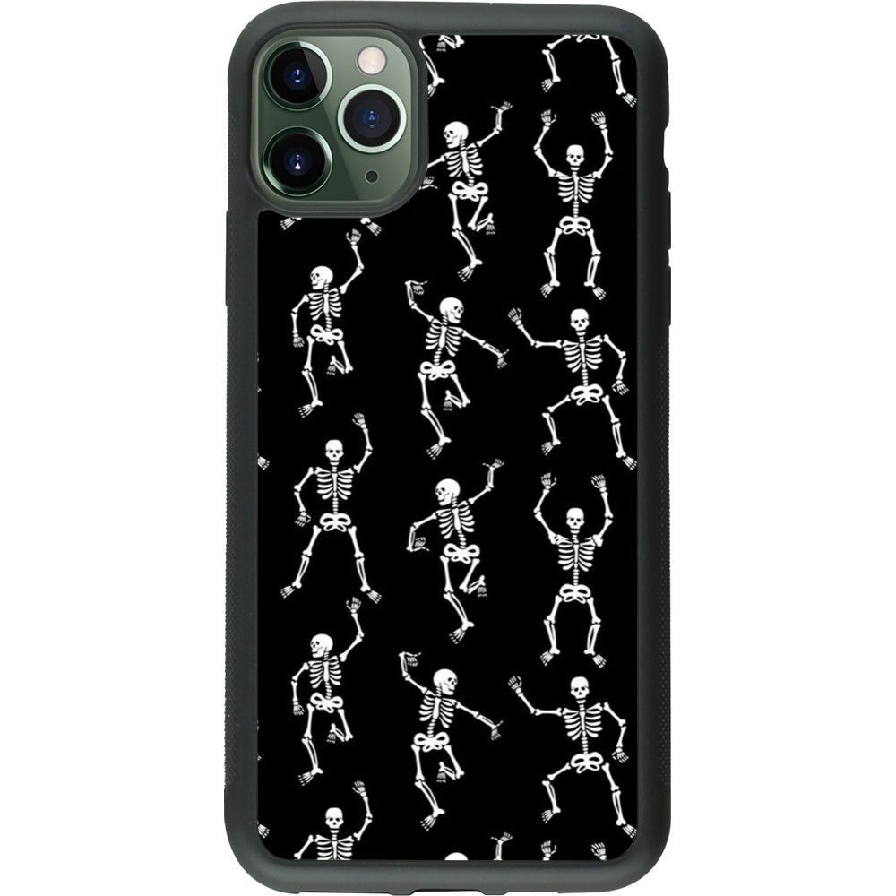 Coque iPhone 11 Pro Max - Silicone rigide noir Halloween 2024 dancing skeleton