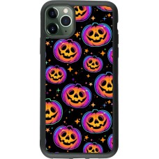 Coque iPhone 11 Pro Max - Silicone rigide noir Halloween 2024 rainbow pumpkins