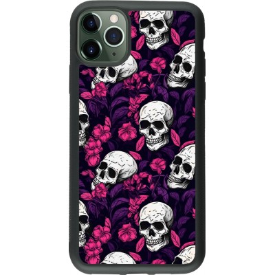 Coque iPhone 11 Pro Max - Silicone rigide noir Halloween 2024 romantic skulls