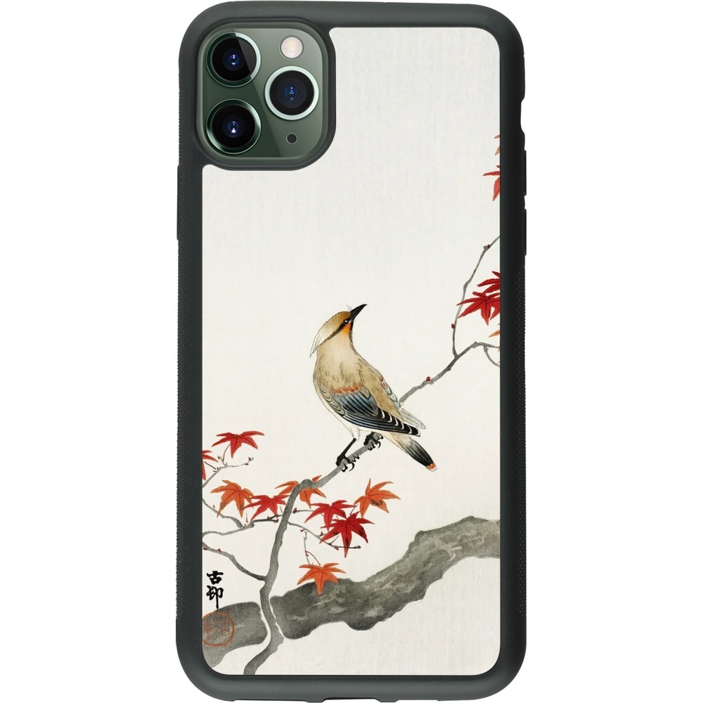 Coque iPhone 11 Pro Max - Silicone rigide noir Japanese Bird