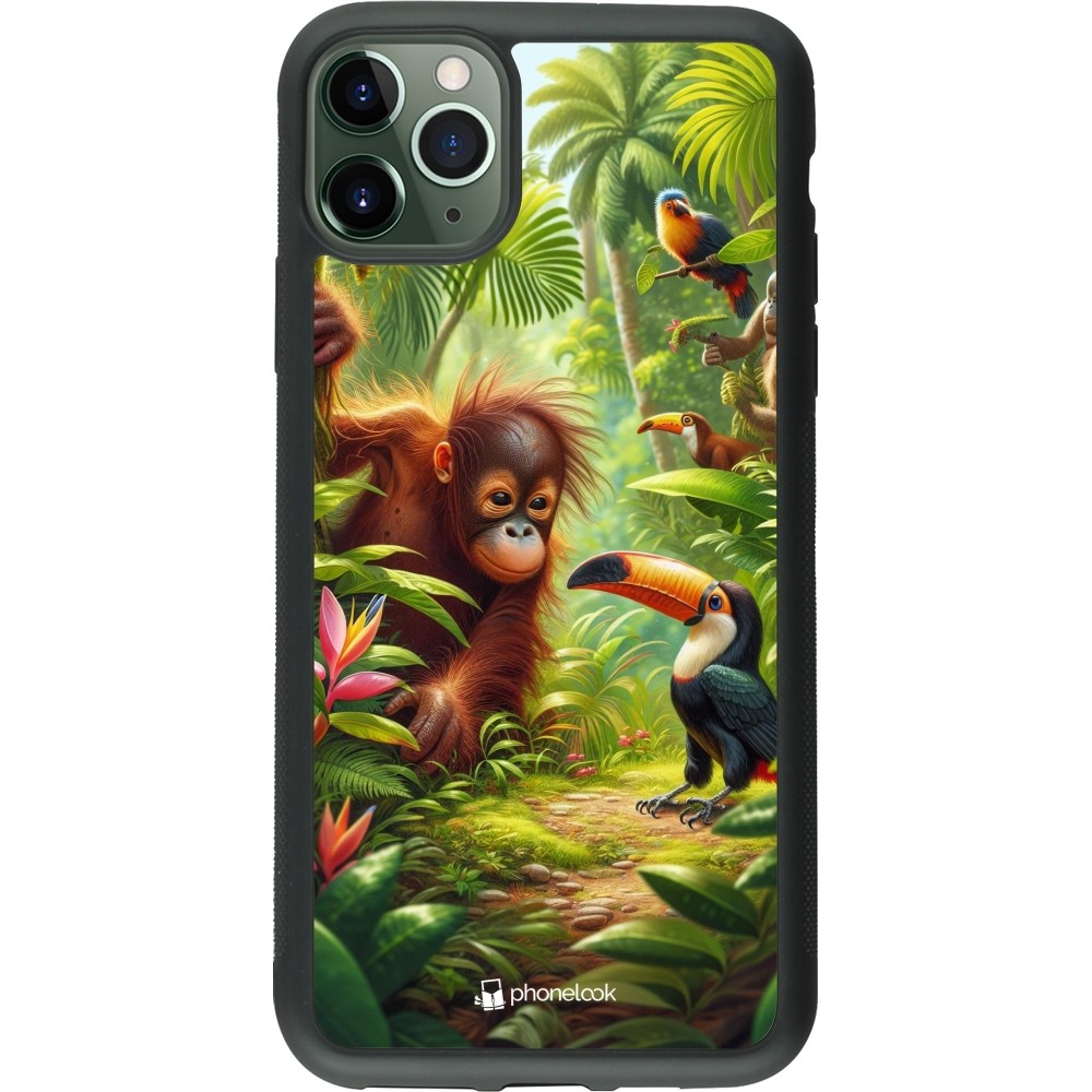 Coque iPhone 11 Pro Max - Silicone rigide noir Jungle Tropicale Tayrona