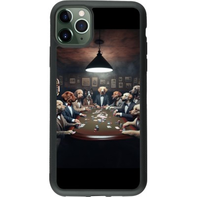 Coque iPhone 11 Pro Max - Silicone rigide noir Les pokerdogs