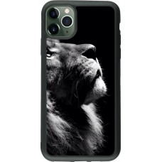 Coque iPhone 11 Pro Max - Silicone rigide noir Lion looking up