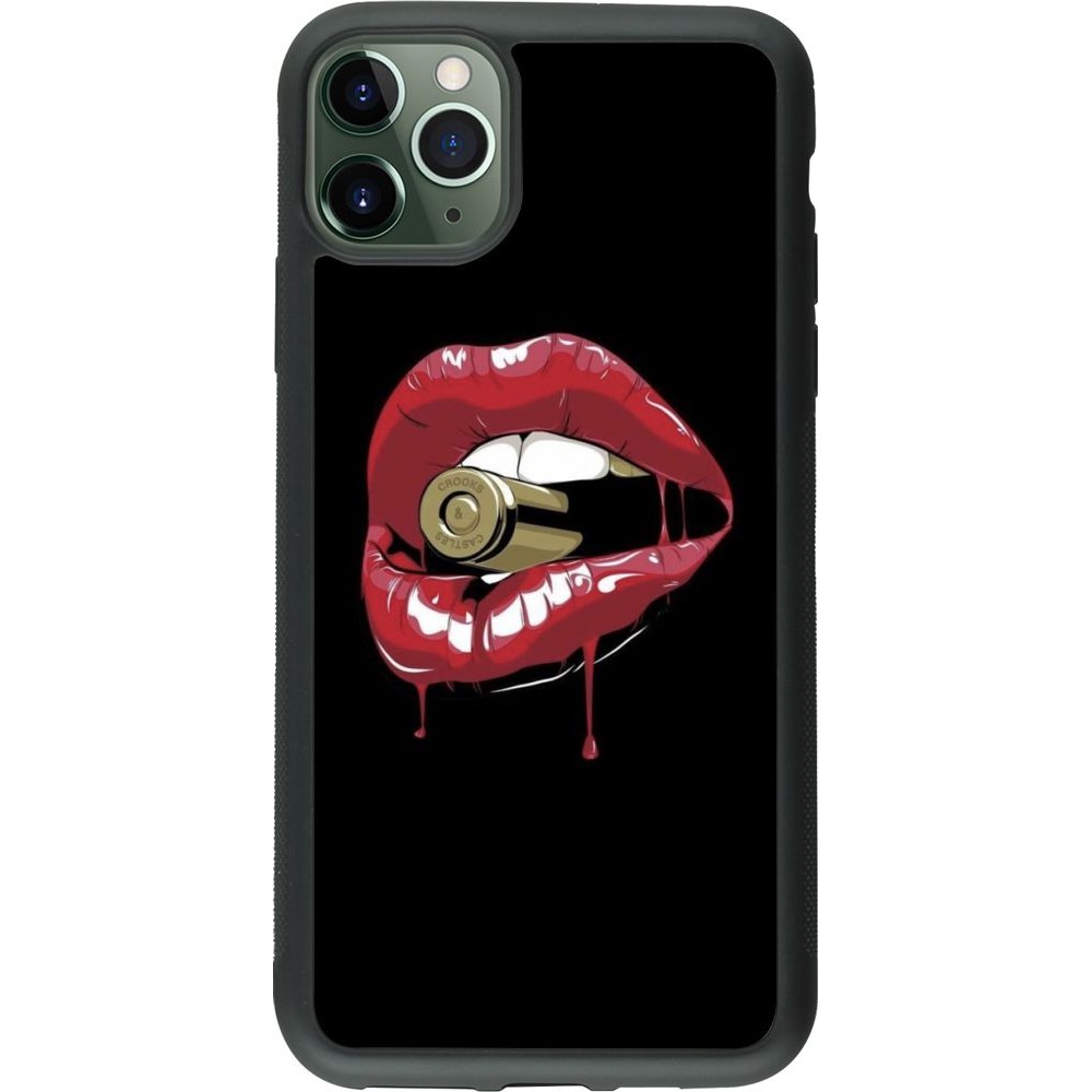 Coque iPhone 11 Pro Max - Silicone rigide noir Lips bullet