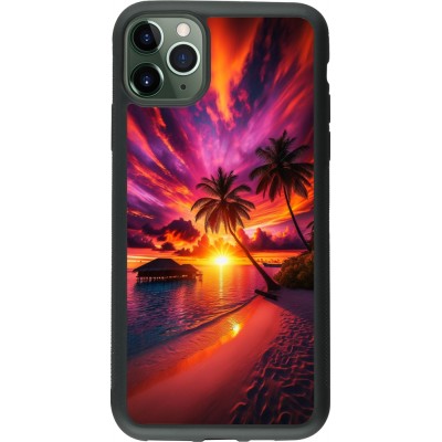 Coque iPhone 11 Pro Max - Silicone rigide noir Maldives Dusk Bliss