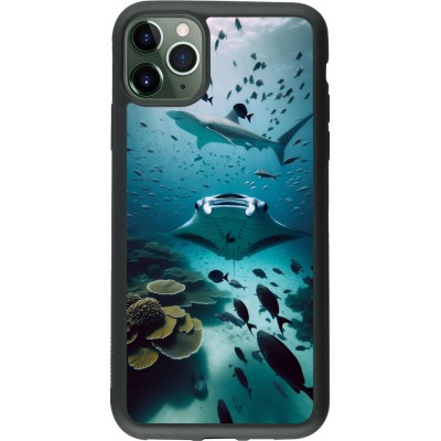 Coque iPhone 11 Pro Max - Silicone rigide noir Manta Lagon Nettoyage