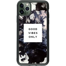 Coque iPhone 11 Pro Max - Silicone rigide noir Marble Good Vibes Only