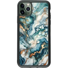 Coque iPhone 11 Pro Max - Silicone rigide noir Marbre Vert Bleu Doré