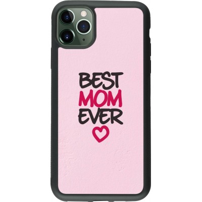 Coque iPhone 11 Pro Max - Silicone rigide noir Mom 2023 best Mom ever pink