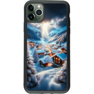 Coque iPhone 11 Pro Max - Silicone rigide noir Mont Neige Lumière