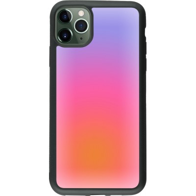 Coque iPhone 11 Pro Max - Silicone rigide noir Orange Pink Blue Gradient