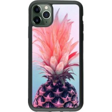 Coque iPhone 11 Pro Max - Silicone rigide noir Purple Pink Pineapple