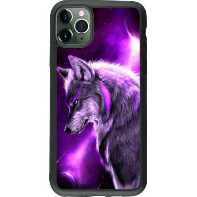 Coque iPhone 11 Pro Max - Silicone rigide noir Purple Sky Wolf