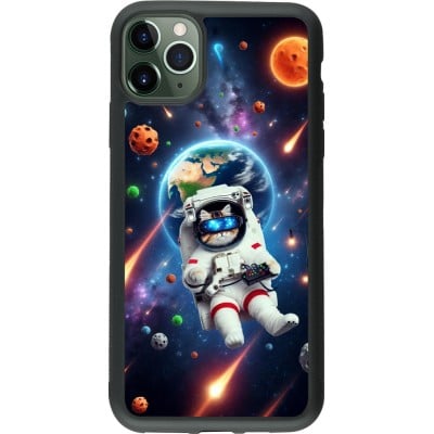 Coque iPhone 11 Pro Max - Silicone rigide noir VR SpaceCat Odyssey