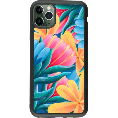 Coque iPhone 11 Pro Max - Silicone rigide noir Spring 23 colorful flowers