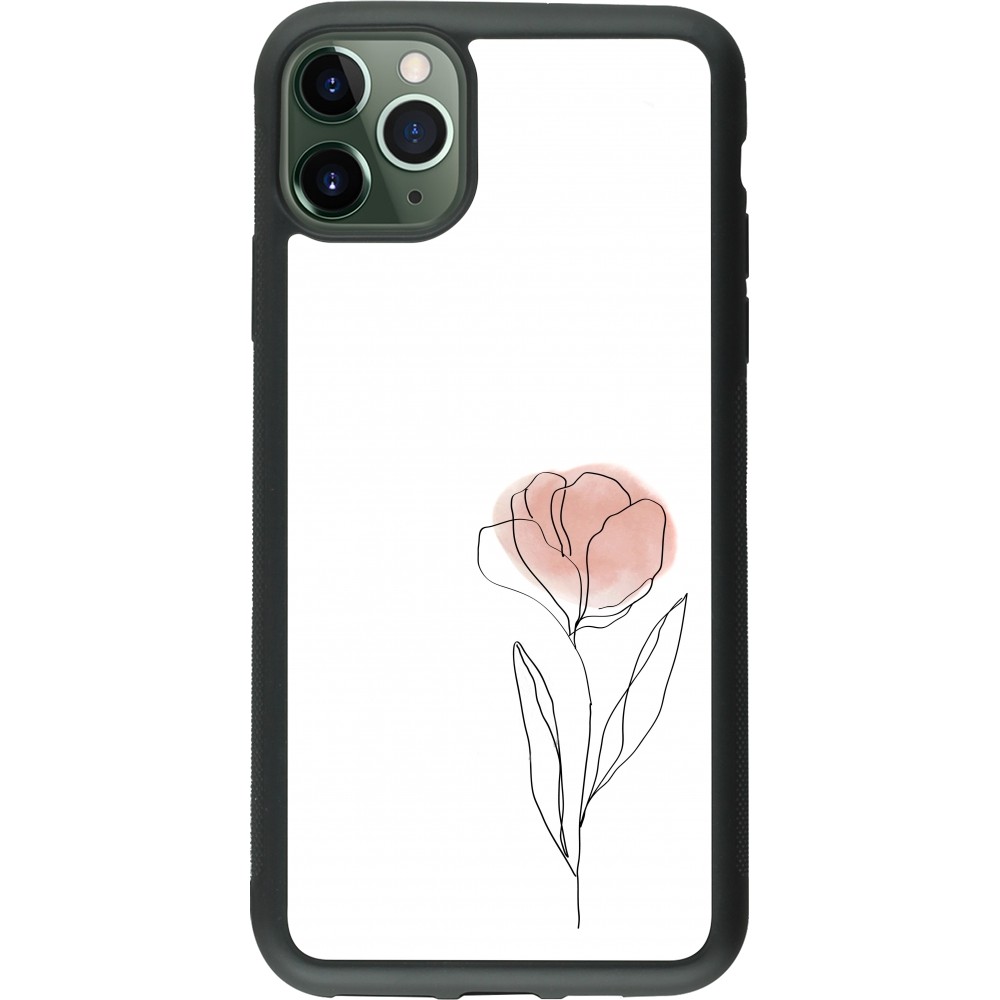 Coque iPhone 11 Pro Max - Silicone rigide noir Spring 23 minimalist flower