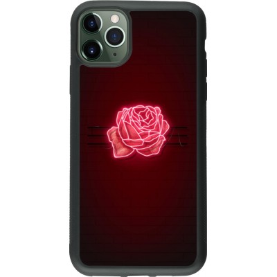 Coque iPhone 11 Pro Max - Silicone rigide noir Spring 23 neon rose