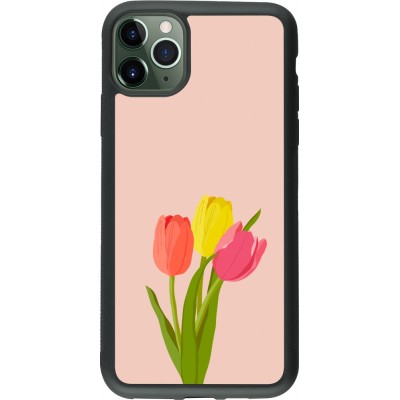 Coque iPhone 11 Pro Max - Silicone rigide noir Spring 23 tulip trio