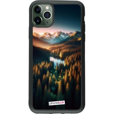 Coque iPhone 11 Pro Max - Silicone rigide noir Sunset Forest Lake