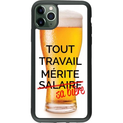 Coque iPhone 11 Pro Max - Silicone rigide noir Tout travail mérite sa bière