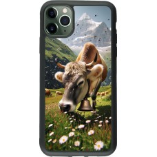 Coque iPhone 11 Pro Max - Silicone rigide noir Vache montagne Valais