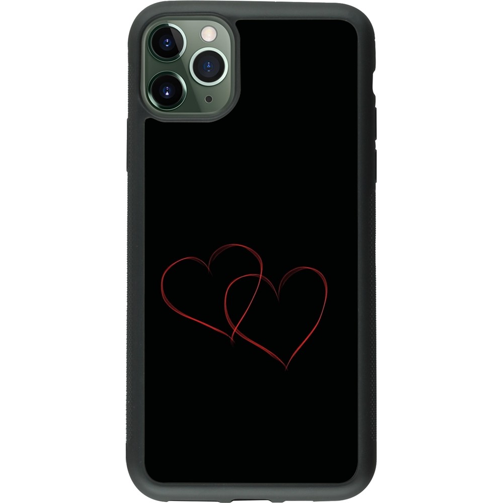 Coque iPhone 11 Pro Max - Silicone rigide noir Valentine 2023 attached heart